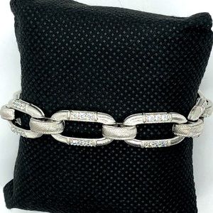 JUDITH RIPKA STERLING & DIAMONIQUE LINK BRACELET